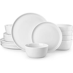 Prime: 18-Piece Malacasa Porcelain Plates & Bowls Dinnerware Sets (White, Service for 6) $39.99 + Free Shipping