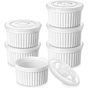 6-Pack 8-Oz vancasso Porcelain Ramekins w/ Lids (White) $10.99 + Free Shipping w/ Prime or on $35+