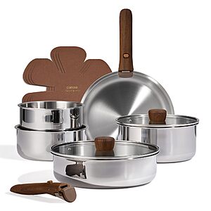 13-Piece CAROTE Tri-Ply Stainless Steel Cookware Set with Detachable Handles (Woodgrain Style) $61.99 + Free Shipping