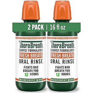 Select Accts: 2-Pk 16-Oz TheraBreath Fresh Breath Oral Rinse (Rainforest Mint) $10.75 w/ Subscribe & Save