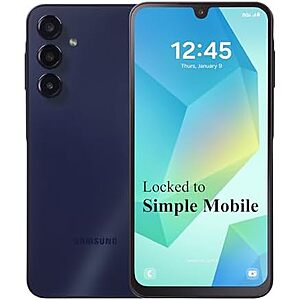 $72.85 | 128GB Simple Mobile, Samsung Galaxy A16 5G Prepaid Smartphone at Amazon
