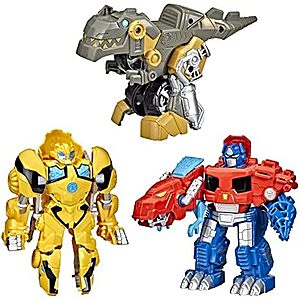 $13.79 | 3 × 4.5″ Transformers Playskool Primal Team-Up: Optimus Prime, Bumblebee, and Grimlock Converting Dinosaur Figures at Amazon