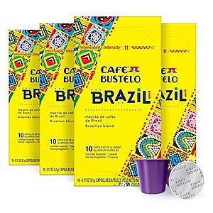 [SnS, AC] $13.69 | 4-Pack 10-Count Cafe Bustelo Aluminum Espresso Capsules (Brazil Espresso, Intensity 11) at Amazon