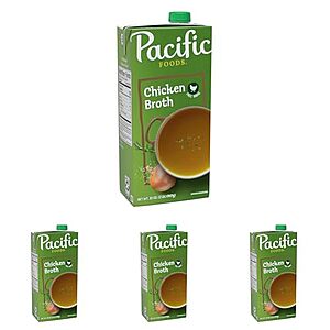 $6.89* | 4-Pack 32-Oz Pacific Foods Free Range Chicken Broth at Amazon
