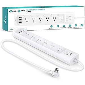 $39.98 | 6-Outlet Kasa Smart Plug Power Strip w/ 3 USB Ports (White) at Amazon