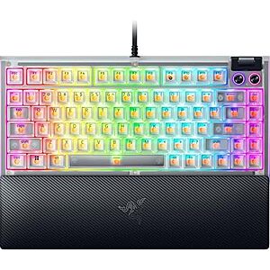 $129.95 | Razer BlackWidow V4 75% Mechanical Gaming Keyboard: Hot-Swappable Design - Phantom White at Amazon