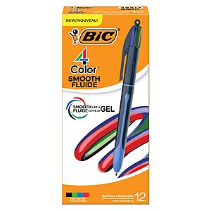 12-Pack BIC 4-Color Smooth Retractable Ballpoint Pens (Medium Point; 1.0mm) $10.44 w/ S&S + Free Shipping w/ Prime or on $35+