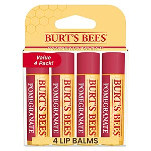 4-Pack 0.15oz Burt's Bees Lip Balm Tubes (Pomegranate) $5.70 w/ Subscribe & Save