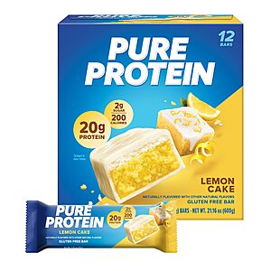 Pure Protein Pure Protein Bars, High Protein, Nutritious Snacks To Support Energy, Lemon Cake, 12 Count, 12 Count~$14.17 With S&S @ Amazon