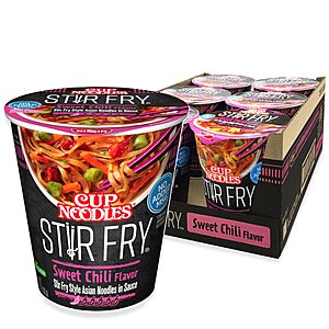 Nissin Cup Noodles Stir Fry Noodles in Sauce, Sweet Chili, 2.89 Ounce (Pack of 6)~$6.07 With S&S @ Amazon