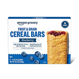 Amazon Grocery, Blueberry Fruit & Grain Cereal Bars, 1.3 Oz, 8 Ct~$1.80 After Coupon & S&S @ Amazon