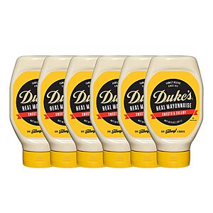 Duke’s Real Mayonnaise Squeeze Bottle – Original Smooth & Creamy Taste, 18 Ounce (Pack of 6) - $13.59 w/ S&S