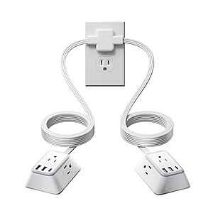 12-Ft NTONPOWER Flat Plug Split  Double Extension Cord w/ 3 AC Outlets on Each Side, 2 USB-A, 1 USB-C and1080 J Surge Protector $16.49 + Free Shipping w/ Prime or on $35+