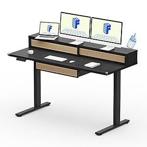 Flexispot Q4 One-Piece Standing Desk with Rattan Drawer & Monitor Shelf: 55" x 24" (Black) $119.99, 48" x 24" (Black) $99.99 + Free Shipping
