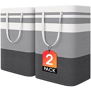 2-Pack HomeHacks 75L Collapsible Laundry Baskets (Grey) $6