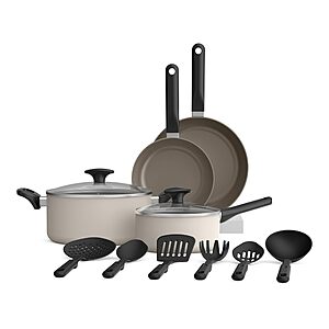 12-Piece Bella Ceramic Nonstick Cookware Set (Oatmilk) $42.71 + Free Shipping