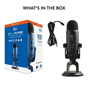 Logitech Creators Blue Yeti USB Microphone for Gaming, Streaming, Podcast, YouTube, Discord, PC, Studio Sound, Plug & Play-Blackout $82.99