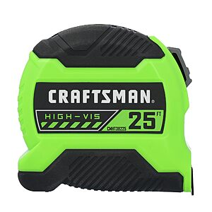 CRAFTSMAN High-Visibility Tape Measure 25 FT (CMHT38225LW) $5.99 at Amazon.com