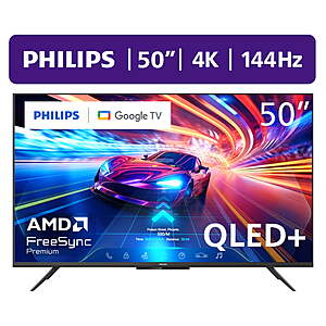 $258*:Philips 50" Class 144Hz QLED+ 4K UltraHD (2160p) Google + Gaming Smart TV (50PUG7675/F7) at Walmart.com