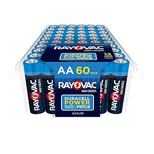 YMMV[S&S,AC]$11.92*:Rayovac AA Batteries, Double A Battery Alkaline, 60 Count at Amazon.com