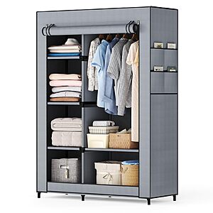 $25.98*:DUMOS Portable Wardrobe Closet with Cover Gray(	40.7 x 17.7 x 64.57 inches) at Amazon