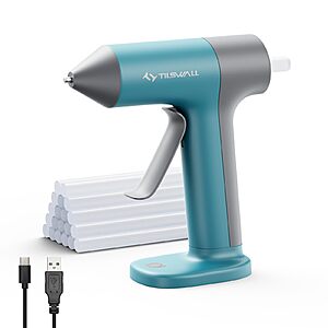 Tilswall Cordless Rechargeable Hot Glue Gun + 20 Glue Sticks (Various Colors) $15 + Free Shipping w/ Prime
