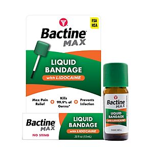 0.30-Oz Bactine Max Liquid Bandage w/ Lidocaine $4.78 w/ S&S + Free Shipping w/ Prime or on $35+