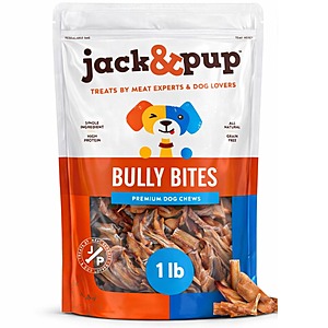 Jack & Pup Bully Bites Chews for Dogs (1lb Bag) $9.87 + FS w/ Prime or orders $35+