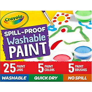 Select Accounts - Crayola Spill Proof Paint Set (25ct), Washable Paint for Kids, Kids Craft Supplies, Holiday Gift for Toddlers & Kids, Nontoxic, 3+ - $20.68 w/ Coupon!