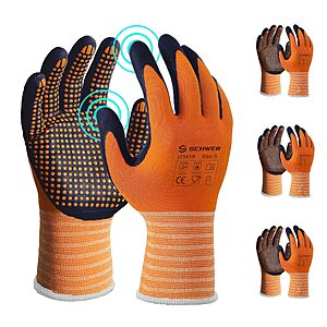 3-Pack Schwer Safety Work Nitrile Work Gloves w/ Level 4 Abrasion Resistance $5
