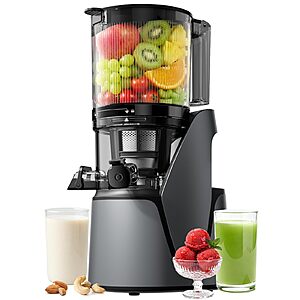 EanOruus Juicer Machines, 3-in-1 Cold Press Juicer with 6.5" Extra Large Chute, 100oz Large Capacity, AC Motor, Makes Juice, Nut Milk & Sorbet, Premium Gray $149.98