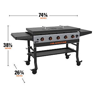 Blackstone Bronco Outdoor Griddle, 5-Burner 44" Propane Flat Top Grill with Hard Cover, Gray $397