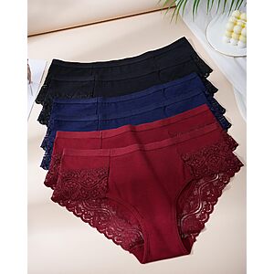 LEVAO Cotton Underwear for Women Lace Cheeky Bikini Panties Stretch Ladies Soft Hipster Briefs 6 Pack S-XXL $14.99