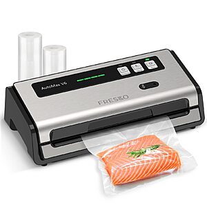 $39.99: FRESKO Professional Vacuum Sealer V6 with Built-in Bag Roll Storage & Cutter, 2 Rolls Bags Included