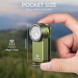 Wurkkos HD03 EDC Flashlight Rechargeable Clip-on Light, 680Lumens Mini Pocket Flashlight $15.59