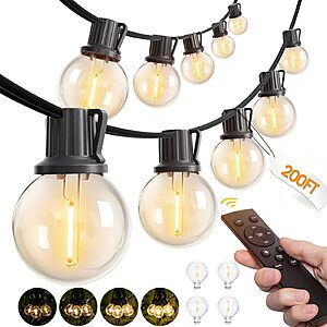 [Prime] 200Ft addlon Dimmable Patio Globe LED String Lights G40 w/ Remote $29.89 + Free Shipping