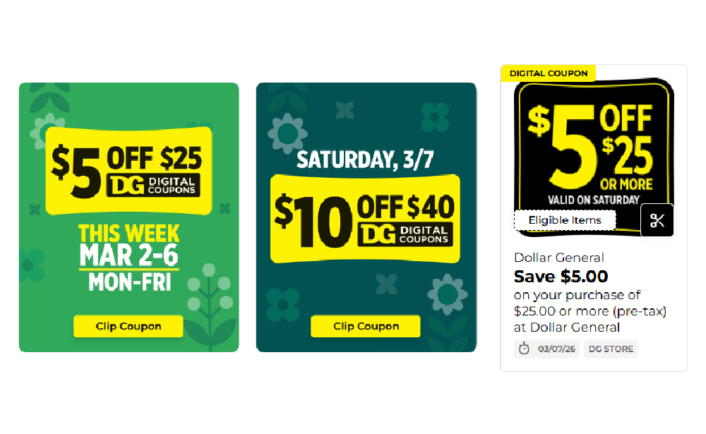 New $5/$25 ANY DAY or $10/$40 Saturday Dollar General Coupon | Pay $10 for $35 worth of Colgate, Glade & more! | Just Use Your Phone