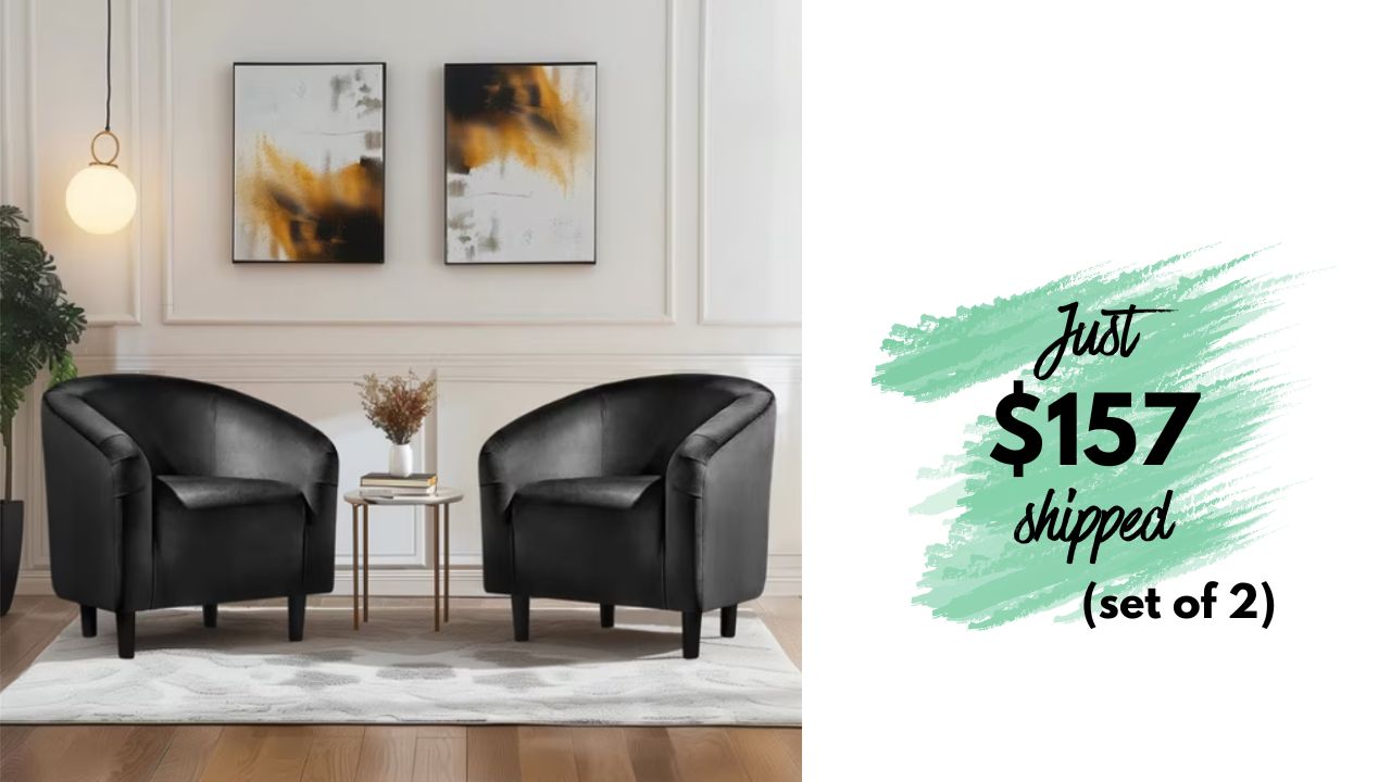 Set of 2 Renwick Modern Upholstered Accent Chairs $157 (reg. $300)